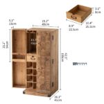 Tall Wine and Coffee Bar Cabinet with Built-In Wine Bottle and Glass Storage - Image 4