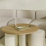 Modern Coffee Table in Light Wood and Cream White with Steel Frame - Image 4