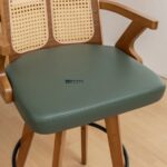 Solid Wood Cane Back Bar Chair with Armrests & Cushioned Seat – Walnut Finish - Image 5