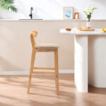 Minimalist Natural Wood Finish Solid Wood Bar Stool for Home Counters - Image 2