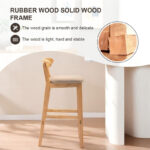 Minimalist Natural Wood Finish Solid Wood Bar Stool for Home Counters - Image 6