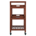 Wooden Mobile Bar Cart with Safety Wheels - Image 3