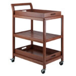 Wooden Mobile Bar Cart with Safety Wheels - Image 6