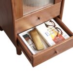 Compact Walnut Wood Storage Cabinet with Clear Glass Doors for Modern Homes - Image 4