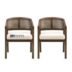 Wooden Dining Chairs with Natural Cane Back and Soft Cushioned Seating – Set of Two - Image 4