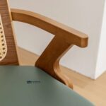 Solid Wood Cane Back Bar Chair with Armrests & Cushioned Seat – Walnut Finish - Image 2