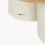 Modern Coffee Table in Light Wood and Cream White with Steel Frame - Image 2