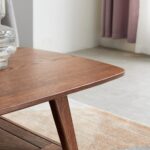Solid Walnut Wood Coffee Table with Lower Storage Shelf for Contemporary Living Rooms - Image 8