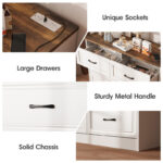 Modern 6-Drawer Dresser with Gold Handles – 54” Wide Solid Wood Bedroom Storage Chest - Image 6