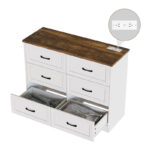 Modern 6-Drawer Dresser with Gold Handles – 54” Wide Solid Wood Bedroom Storage Chest - Image 4
