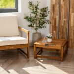 Solid Acacia Wood Low Coffee Table with Natural Finish for Living Room - Image 2