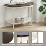 Half-Moon Modern Solid Wood Console Table with Four Legs and Double-Layer Storage for Living Room and Bedroom - Image 4