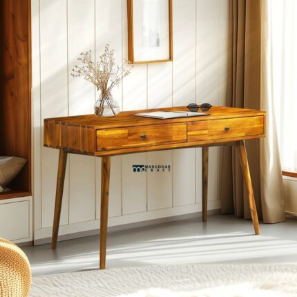 Solid Wood Writing Desk with 2 Drawers – Modern Home Study & Office Table