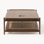 Wooden Coffee Table Dark Oak Beige - Image 4