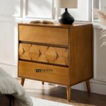 -Century Modern 3 Drawer Dresser with Built-In Charging Station and Solid Wood Legs