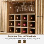 Weathered Finish Coffee Bar Cabinet with Three Drawers and Wine & Glass Storage - Image 4