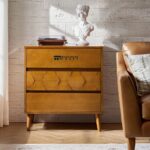 -Century Modern 3 Drawer Dresser with Built-In Charging Station and Solid Wood Legs - Image 2