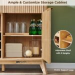 Weathered Finish Coffee Bar Cabinet with Three Drawers and Wine & Glass Storage - Image 5