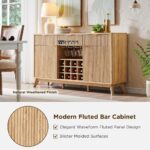 Weathered Finish Coffee Bar Cabinet with Three Drawers and Wine & Glass Storage - Image 6