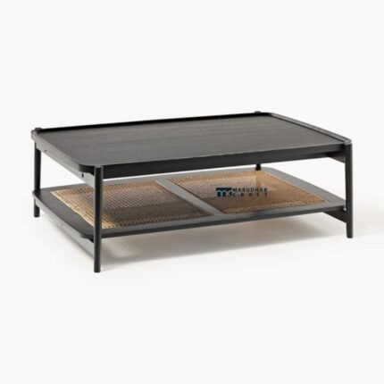 Wooden Coffee Table Black, Beige Finish