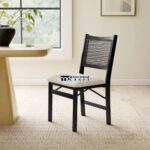 Foldable Dining Chair with Natural Cane Back and Space Saving Wooden Design