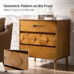 -Century Modern 3 Drawer Dresser with Built-In Charging Station and Solid Wood Legs - Image 3