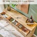 Weathered Finish Coffee Bar Cabinet with Three Drawers and Wine & Glass Storage - Image 2