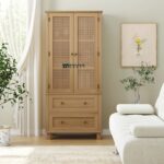 Wooden Accent Cabinet with Enclosed Storage and Two Drawers