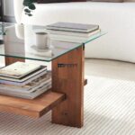 Wooden Coffee Table with Elegant Glass Top for Living Room - Image 5