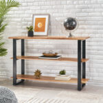 Solid Wood Top Console Table for Entryway, Living Room and Hallway Spaces