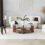 Wooden Coffee Table with Elegant Glass Top for Living Room - Image 6