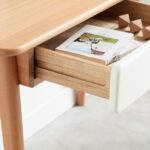 Solid Oak Wood Writing Desk with Twin Storage Drawers for Home Offices - Image 3