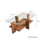 Wooden Coffee Table with Elegant Glass Top for Living Room - Image 3