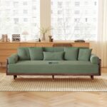 Verdant Luxe Wooden Sofa Cum Bed with Premium Fabric - Image 4