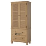 Wooden Accent Cabinet with Enclosed Storage and Two Drawers - Image 2
