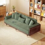 Verdant Luxe Wooden Sofa Cum Bed with Premium Fabric - Image 5