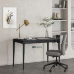 Solid Wood Study Table with Drawer – Black Finish