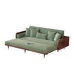 Verdant Luxe Wooden Sofa Cum Bed with Premium Fabric - Image 2