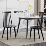 Mid Century Modern Solid Wood Dining Chairs with Classic Windsor Back Design – Set of Two