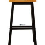 Wood & Metal Bar Stool for Kitchen Counter – Natural & Black Finish - Image 2