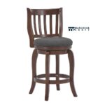 Swivel Fabric Bar Stool with Durable Solid Wood Base - Image 3