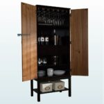 Wine Bar Cabinet with Wine Racks and Dual Side Storage Cabinets - Image 2