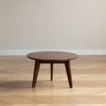Compact Walnut Wood Round Coffee Table for Modern Indian Living Rooms - Image 2