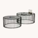 Set of 2 Glass Top Coffee Tables for Living Room with Modern Indian Design - Image 2