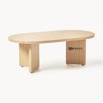 Solid Wood Oval Coffee Table for Living Room Ash wood Finish - Image 3