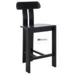 Solid Wood Bar Chair with Backrest – Black Finish - Image 2