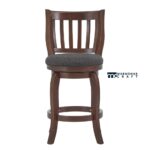 Swivel Fabric Bar Stool with Durable Solid Wood Base - Image 6