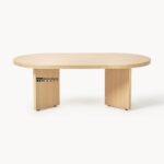 Solid Wood Oval Coffee Table for Living Room Ash wood Finish - Image 4