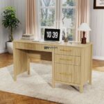 Solid Wood Study Table with Storage Cabinet - Image 3