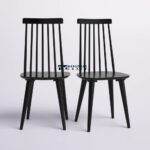 Mid Century Modern Solid Wood Dining Chairs with Classic Windsor Back Design – Set of Two - Image 3